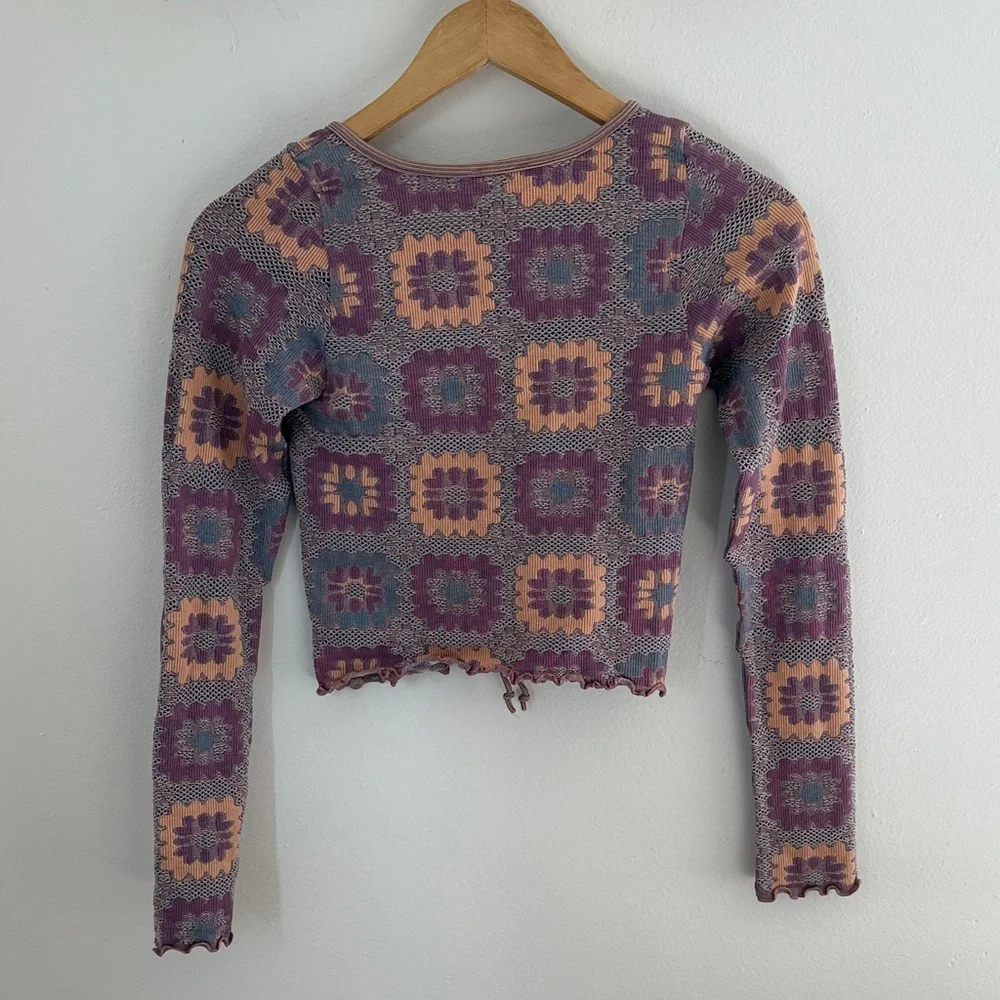 Free People Free For All Cardi Lavender Combo size XS/S Women's Top - Picture 7 of 8